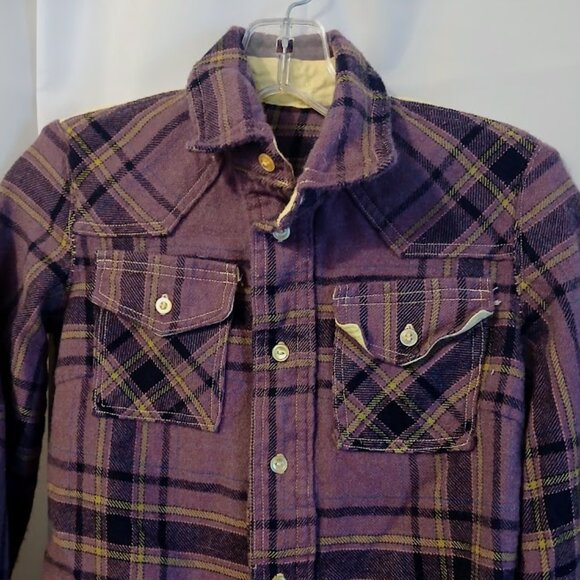 Western Shirt womens XS Purple Yellow Plaid Cowgirl Rodeo long sleeve Collared - Picture 3 of 8